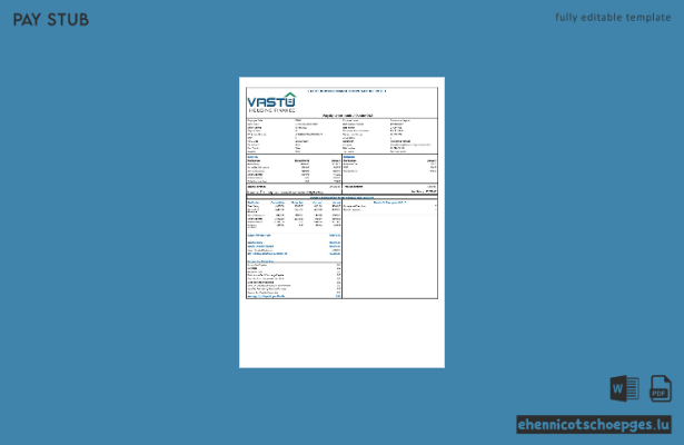 Beispiel einer Gehaltsabrechnung der Vastu Housing Finance Corporation